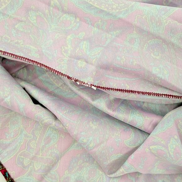 Vintage Jewel Tone Paisley Pleated Midi Skirt Elastic Waist Boho - Picture 4 of 4